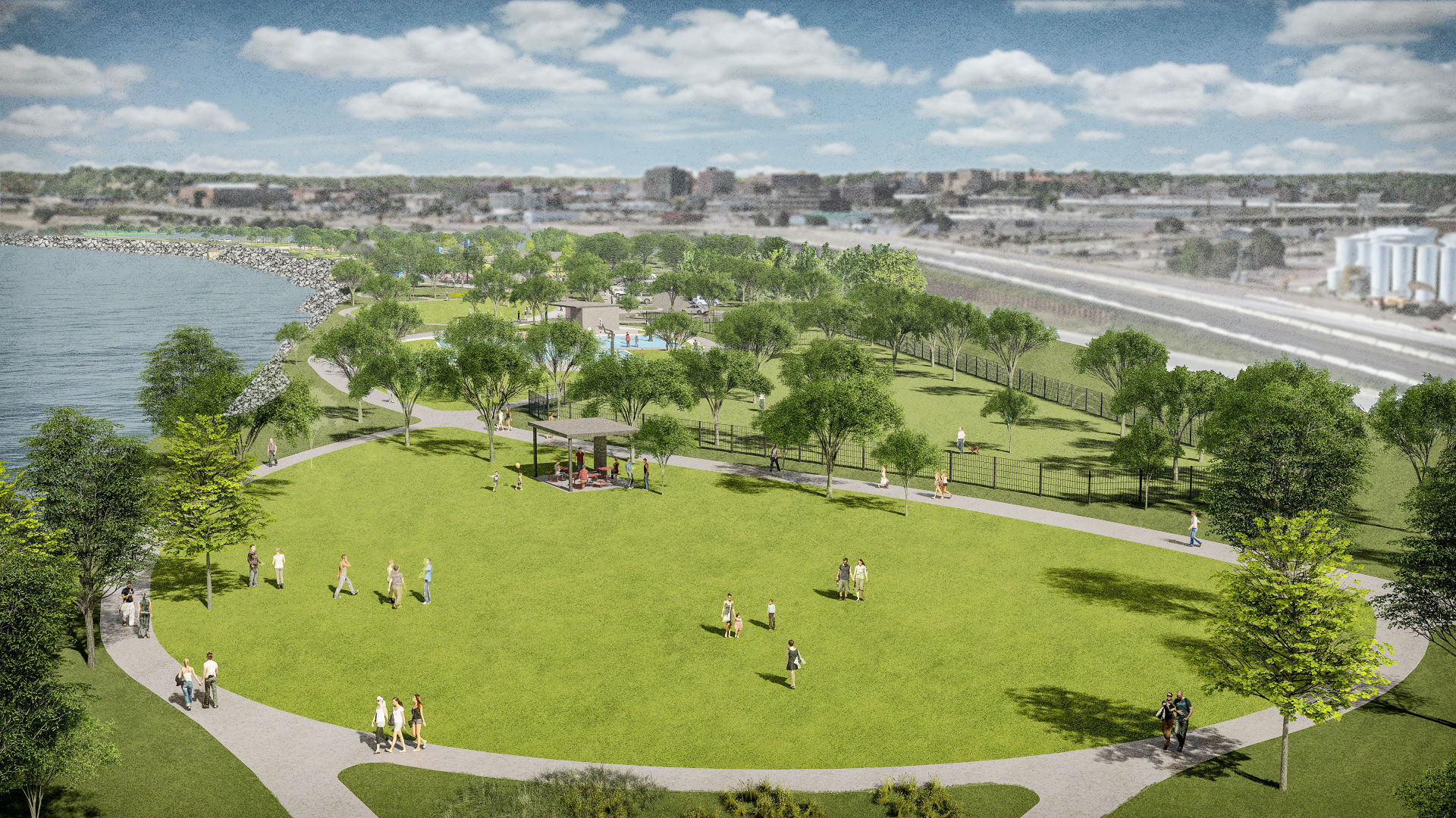 Missouri River riverfront redevelopment rendering